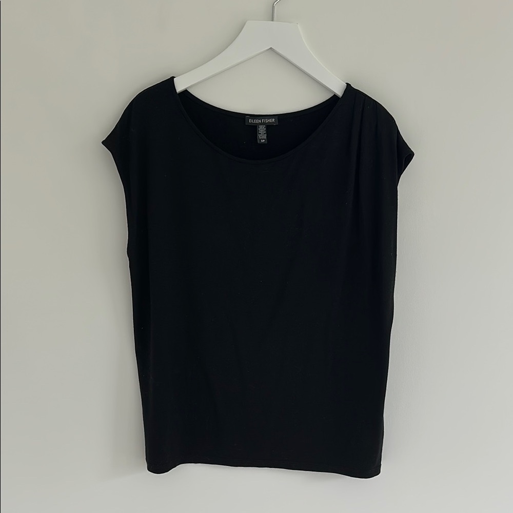 Eileen Fisher Black Cap Sleeve T-Shirt
